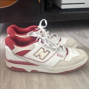 New Balance 550 White and Red Athletic Shoes